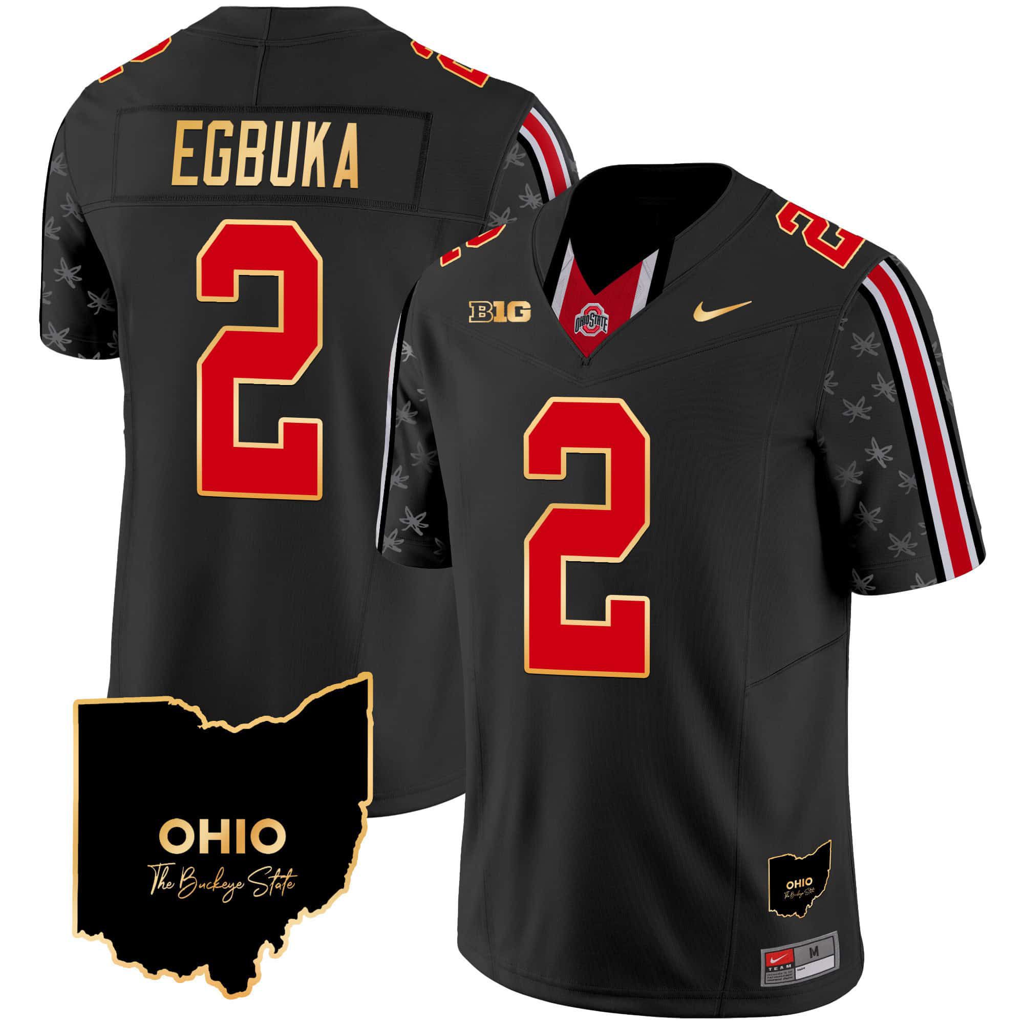 Men Ohio State Buckeyes #2 Egbuka Black 2024 Nike Home Patch Gold Trim Vapor Limited NCAA Jersey